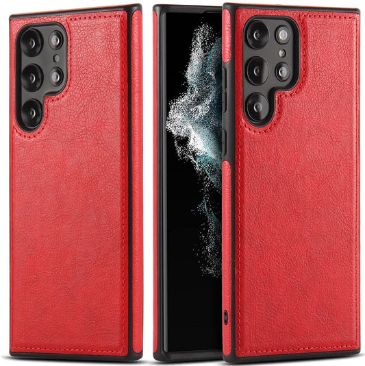 Galaxy Phone Case | Cowhide Textured Red Phone Case