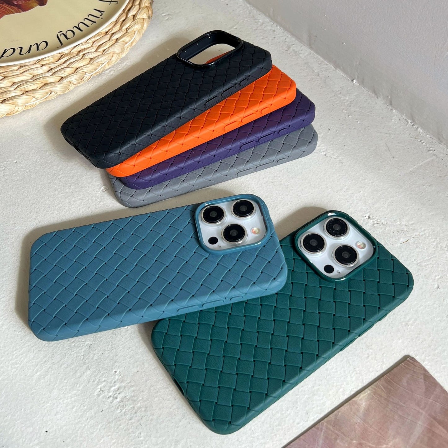 SALE | Leather Phone Case | Woven Faux Leather TPU Lake