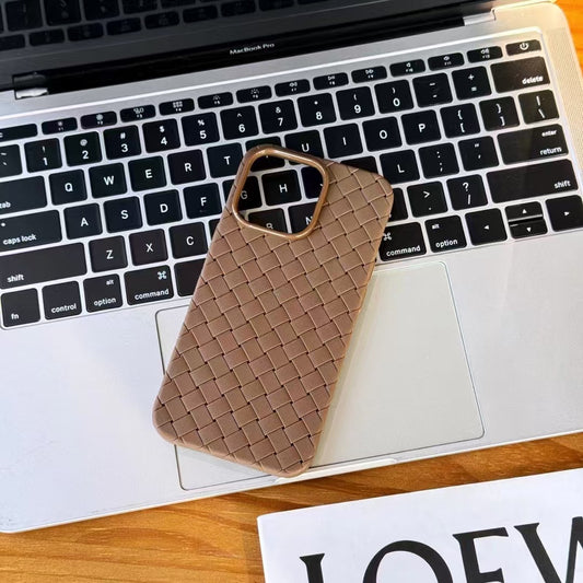 SALE | Leather Phone Case | Woven Faux Leather TPU Brown