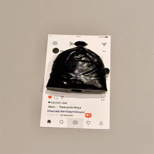 3D Airpods Case | Funny Black Trash Bag Design