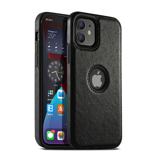 Leather iPhone Case | Cowhide Textured Black Phone Case