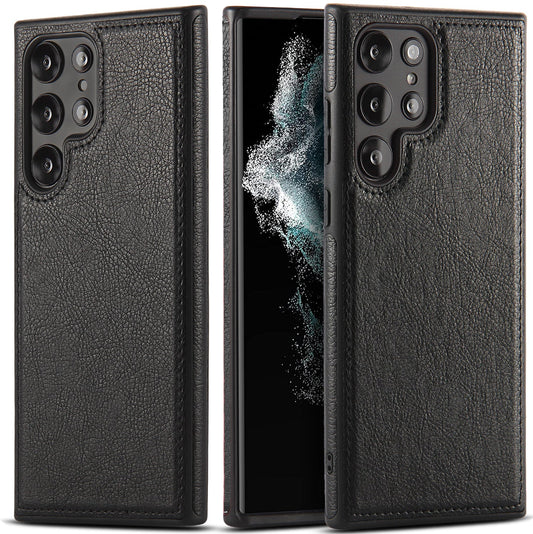 Black Leather Texture Samsung Galaxy Case – Cowhide Inspired Soft-Touch Protection