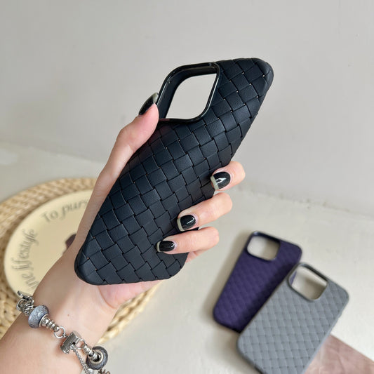 SALE | Leather Phone Case | Woven Faux Leather TPU Brown