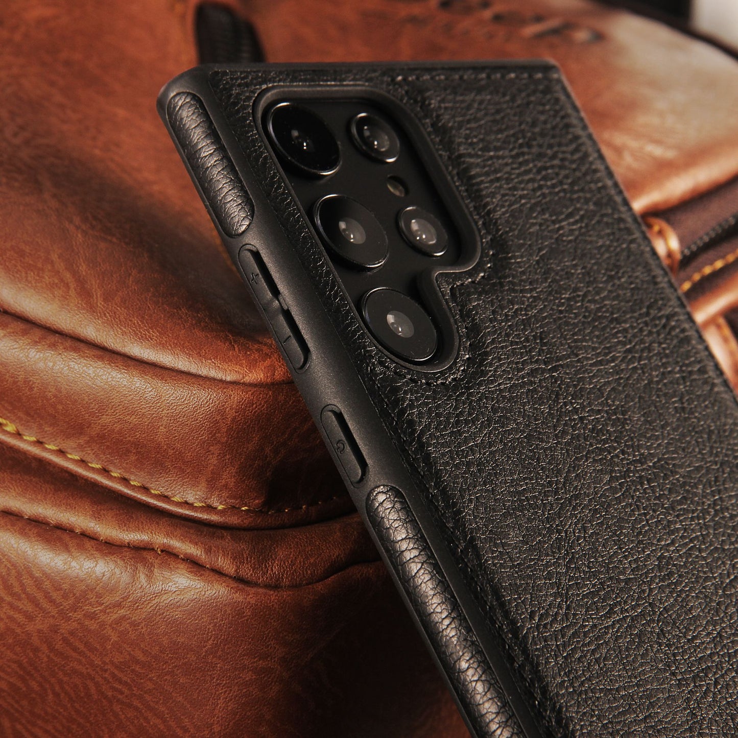Galaxy Phone Case | Cowhide Textured Black Phone Case