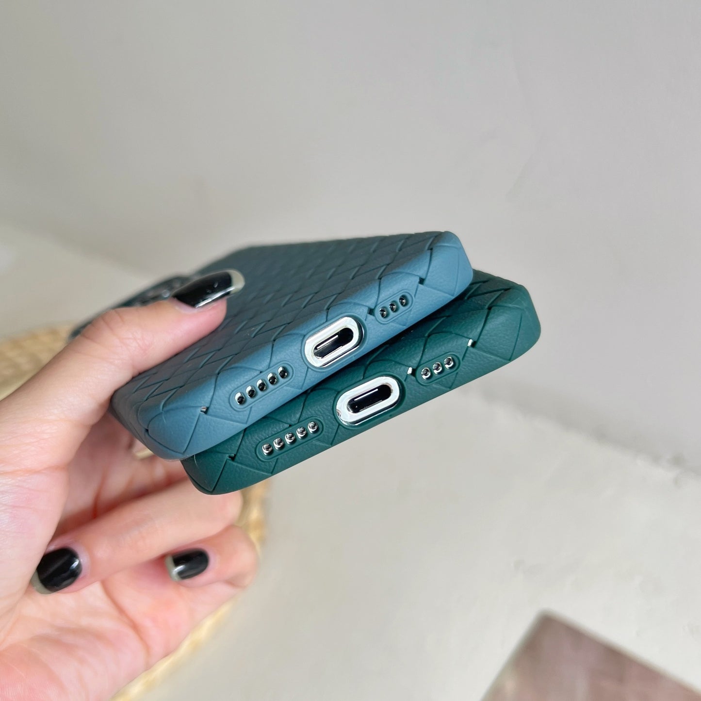 SALE | Leather Phone Case | Woven Faux Leather TPU Lake