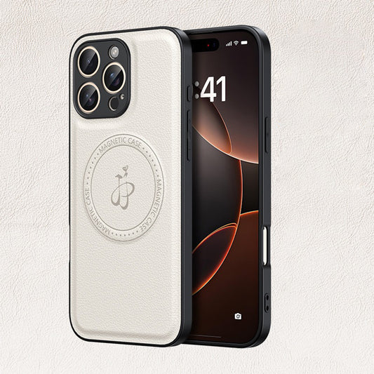 Magnetic Leather Phone Case | Faux Leather TPU White