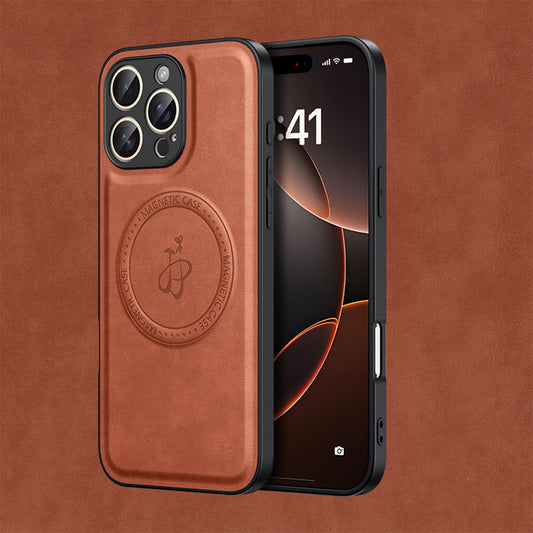 Magnetic Leather Phone Case | Faux Leather TPU Brown
