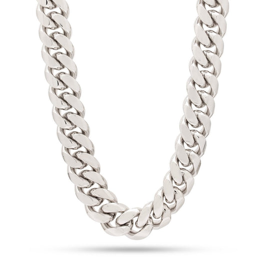 14mm White Gold Miami Cuban Chain - SPICEUP