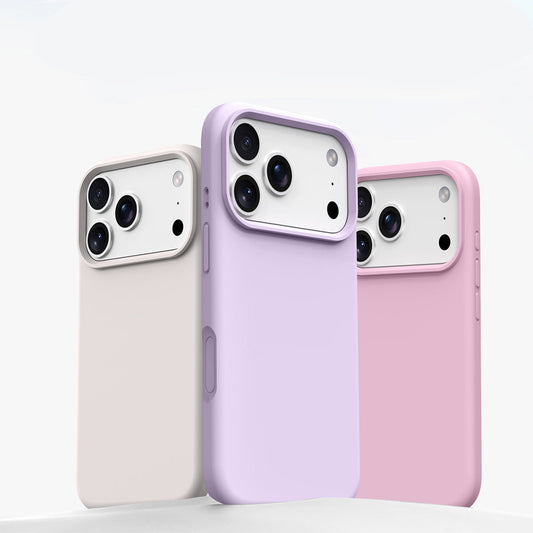 Premium Solid Color Silicone Phone Case Open Camera - Sorbet