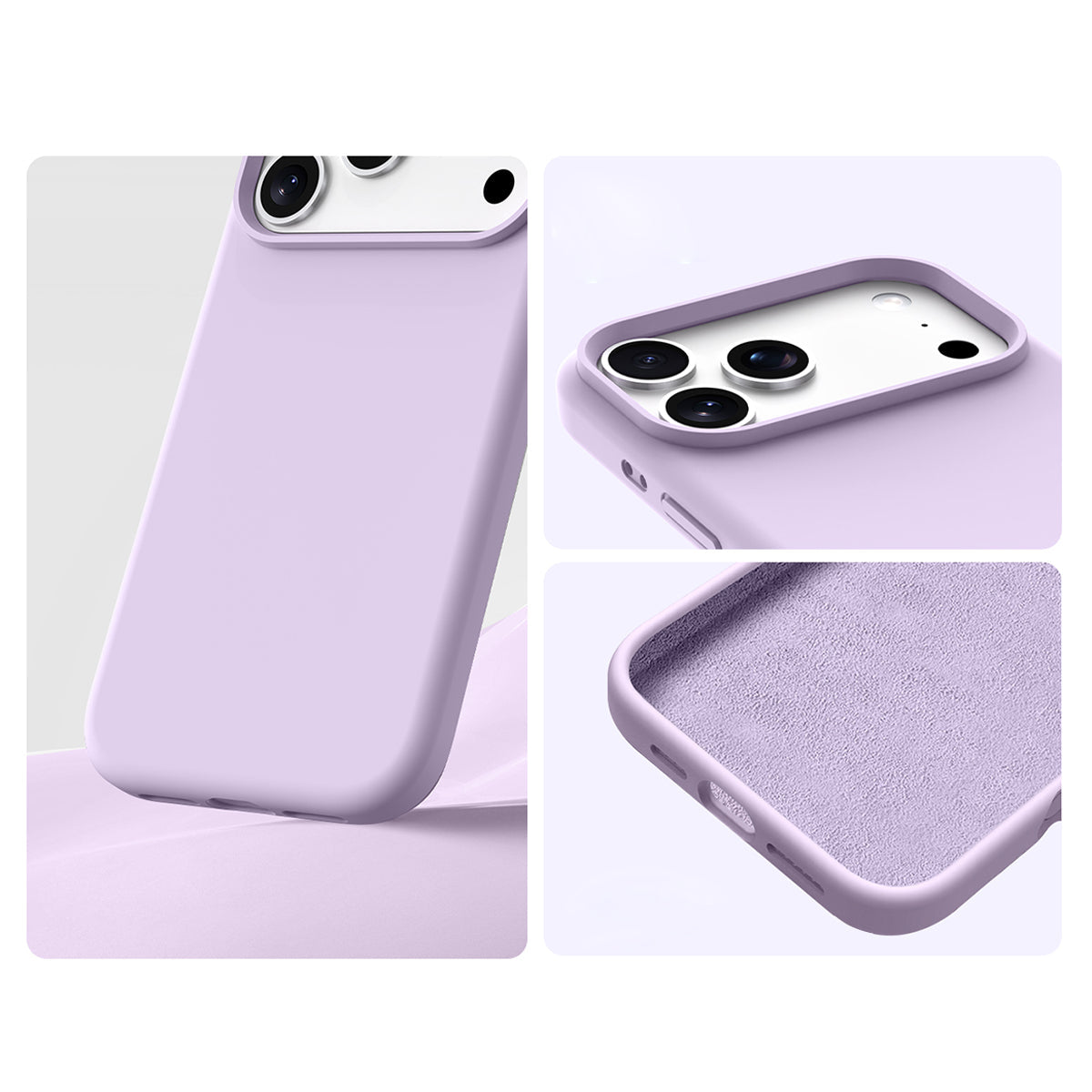 Premium Solid Color Silicone Phone Case Open Camera - Sorbet