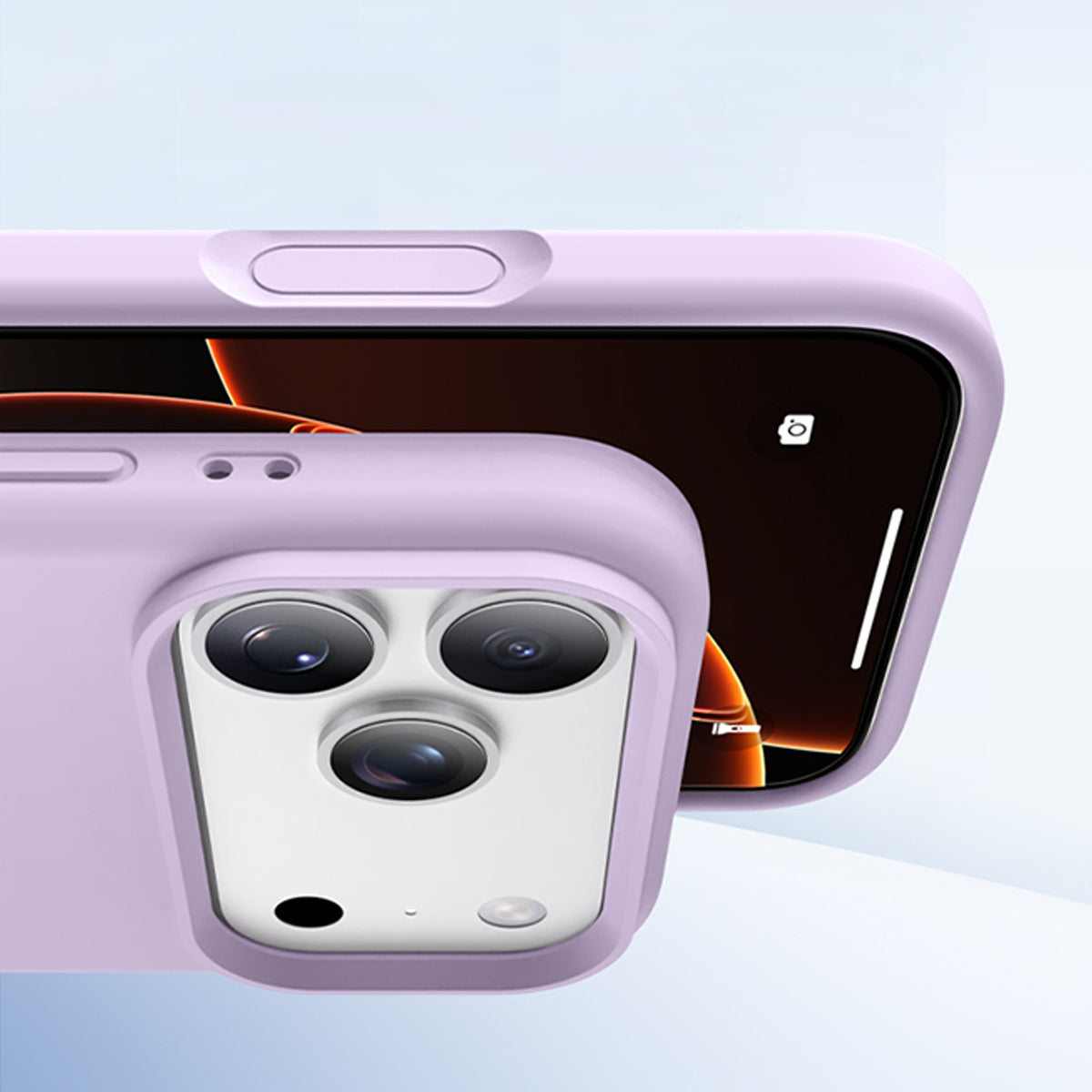Premium Solid Color Silicone Phone Case Open Camera - Sorbet