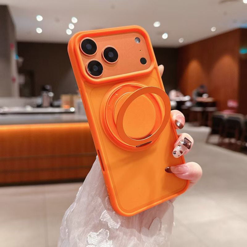 Skin-Feel Silicone Phone Case Ring Stand MagSafe - Orange