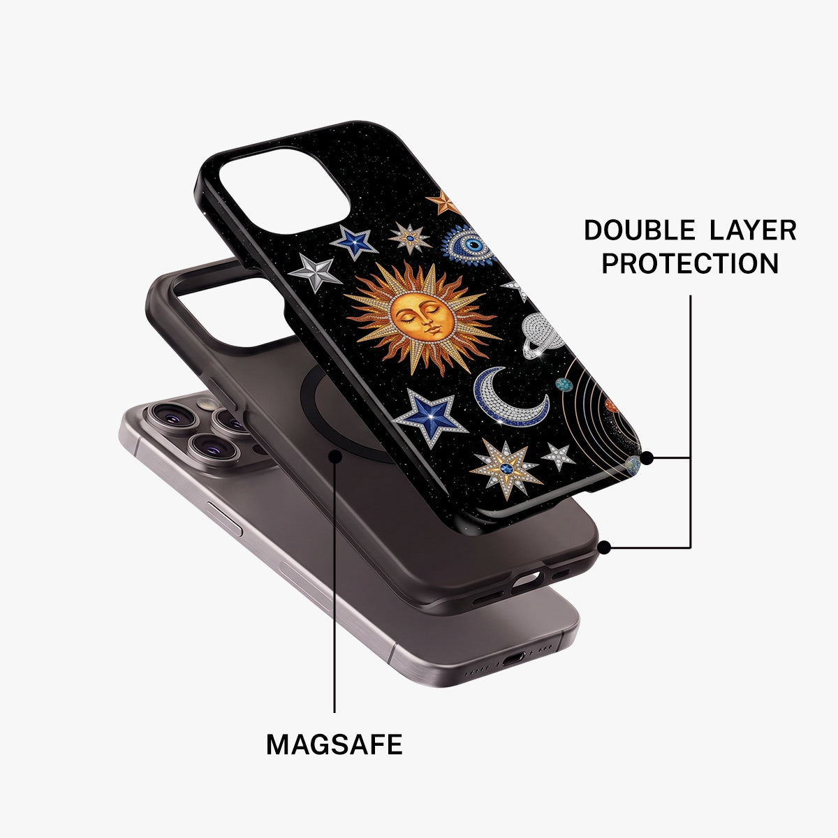 Magnetic Phone Case | Celestial Celestial Sun Moon Star Evil Eye Celestial