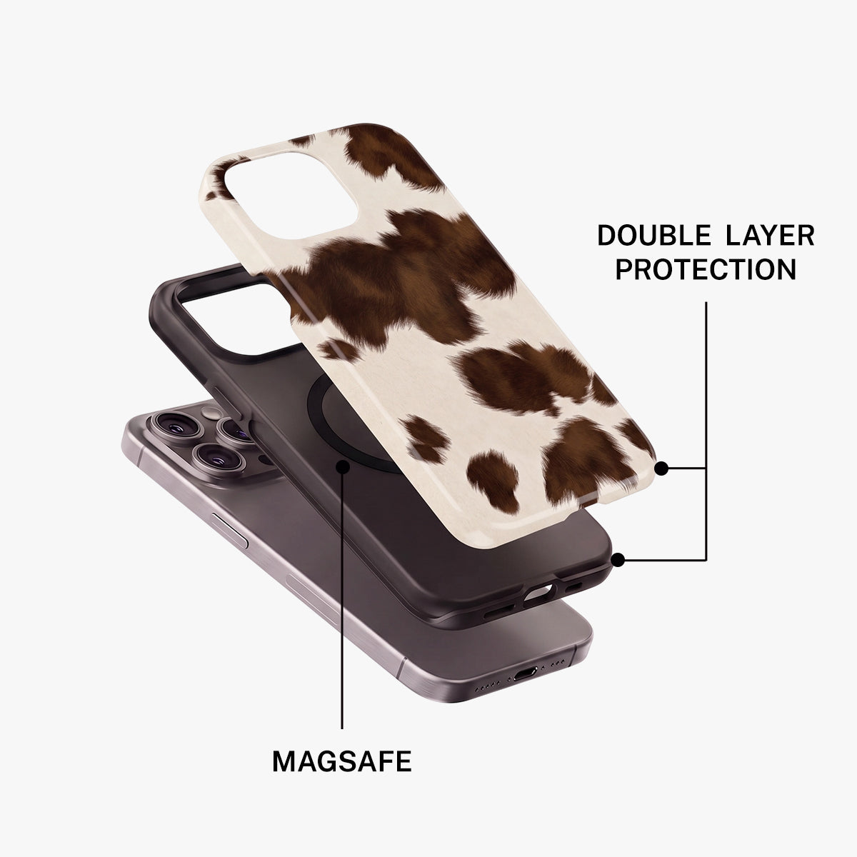 Magnetic Phone Case | Vintage Cow Print Animal Fur Pattern