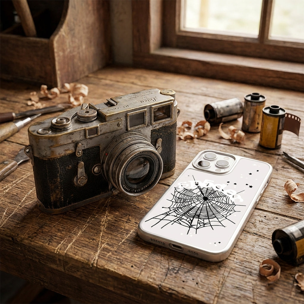 Spider Web Glass iPhone Case - Silver