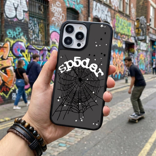 Spider Web Glass iPhone Case - Black