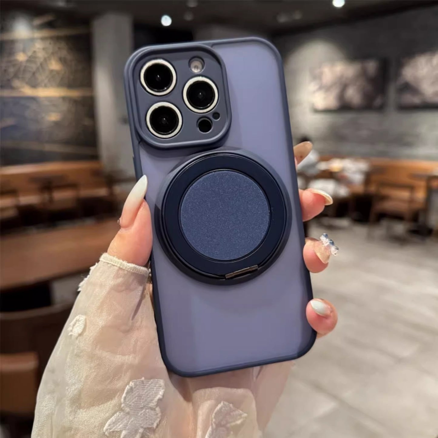 Skin-Feel Silicone Phone Case Ring Stand MagSafe - Blue