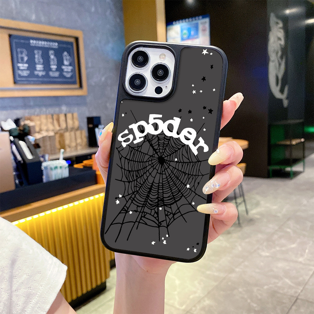 Spider Web Glass iPhone Case - Black