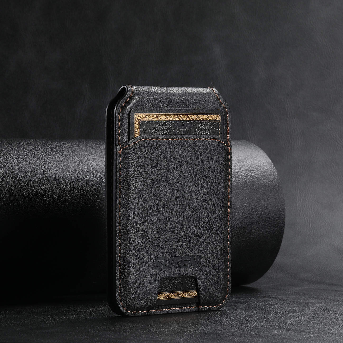 Noir MagSafe Flip Wallet with Stand - Vegan Leather