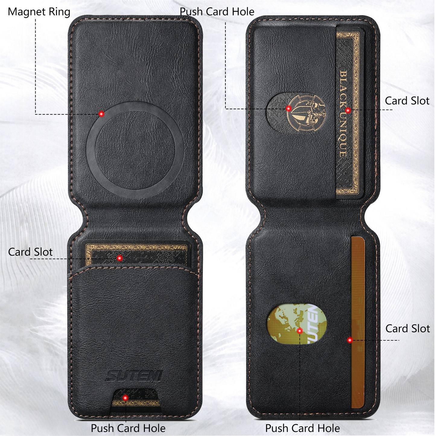 Noir MagSafe Flip Wallet with Stand - Vegan Leather
