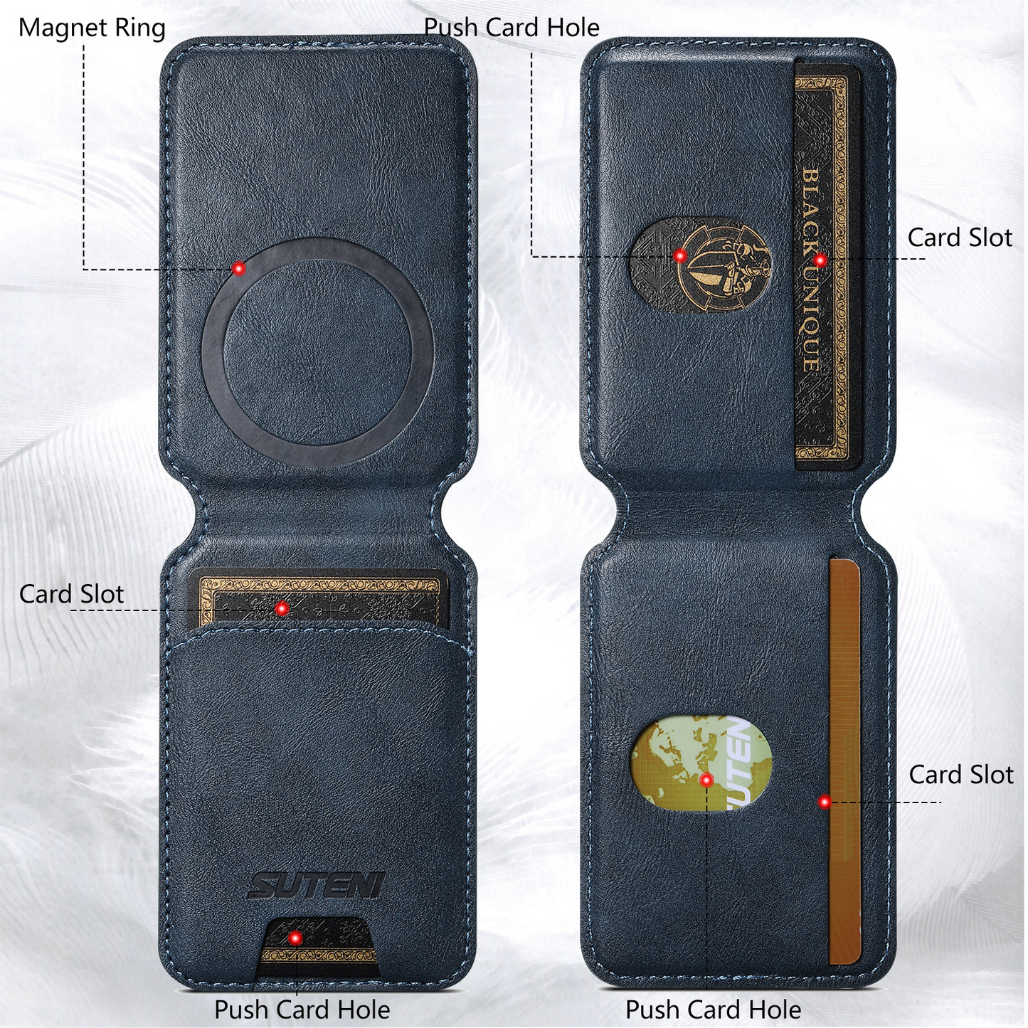 Indigo MagSafe Flip Wallet with Stand - Vegan Leather