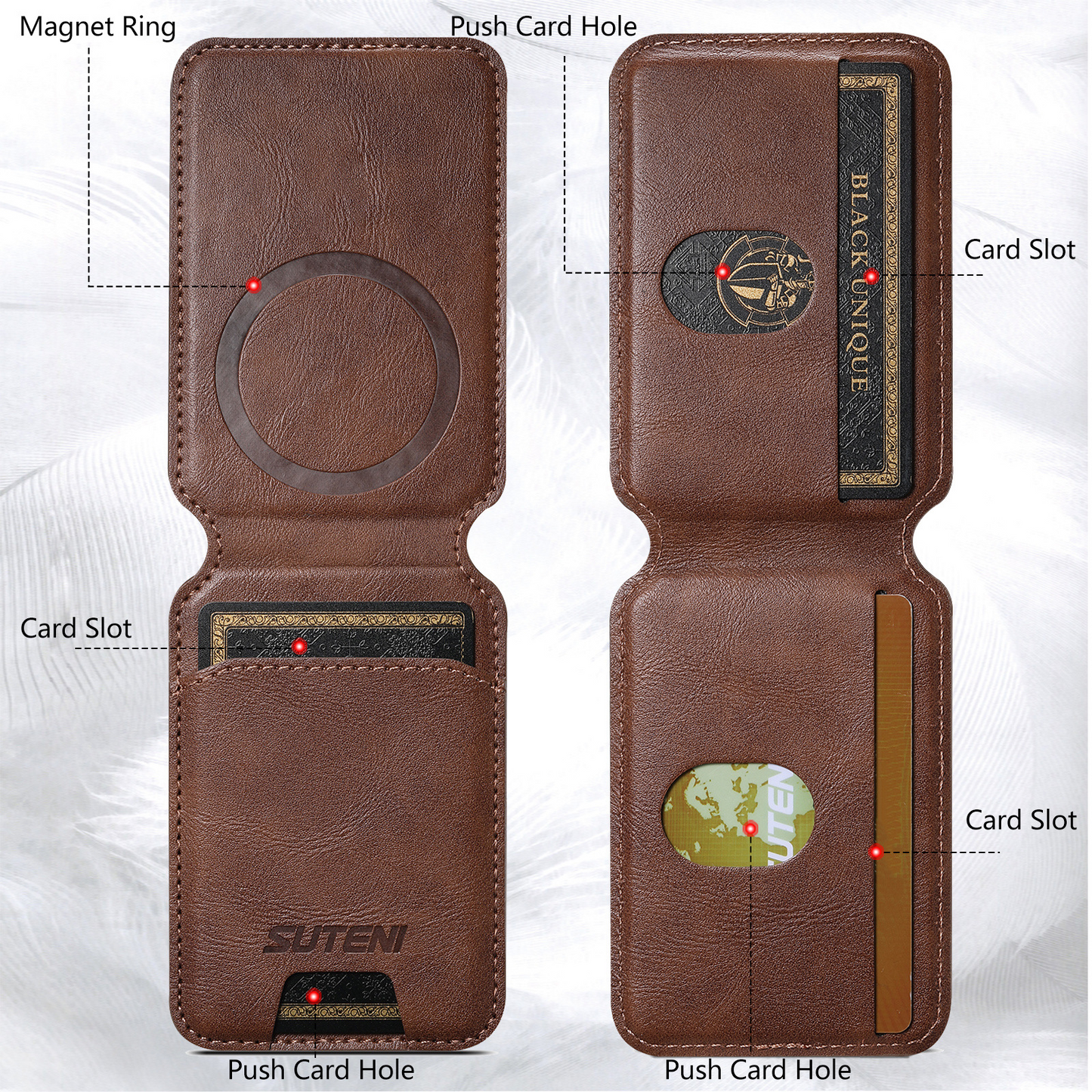 Cognac MagSafe Flip Wallet with Stand - Vegan Leather, 3 Cards