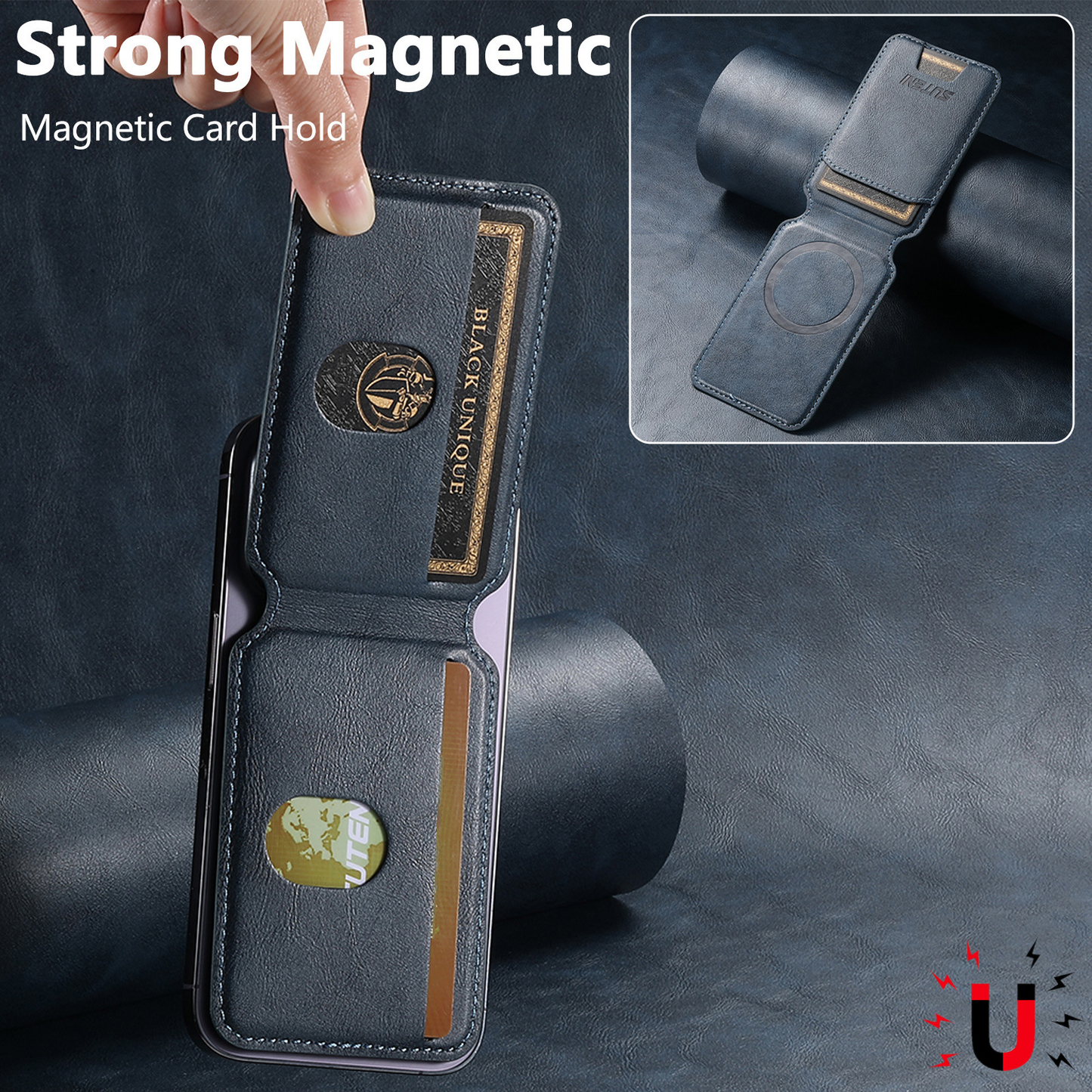 Indigo MagSafe Flip Wallet with Stand - Vegan Leather