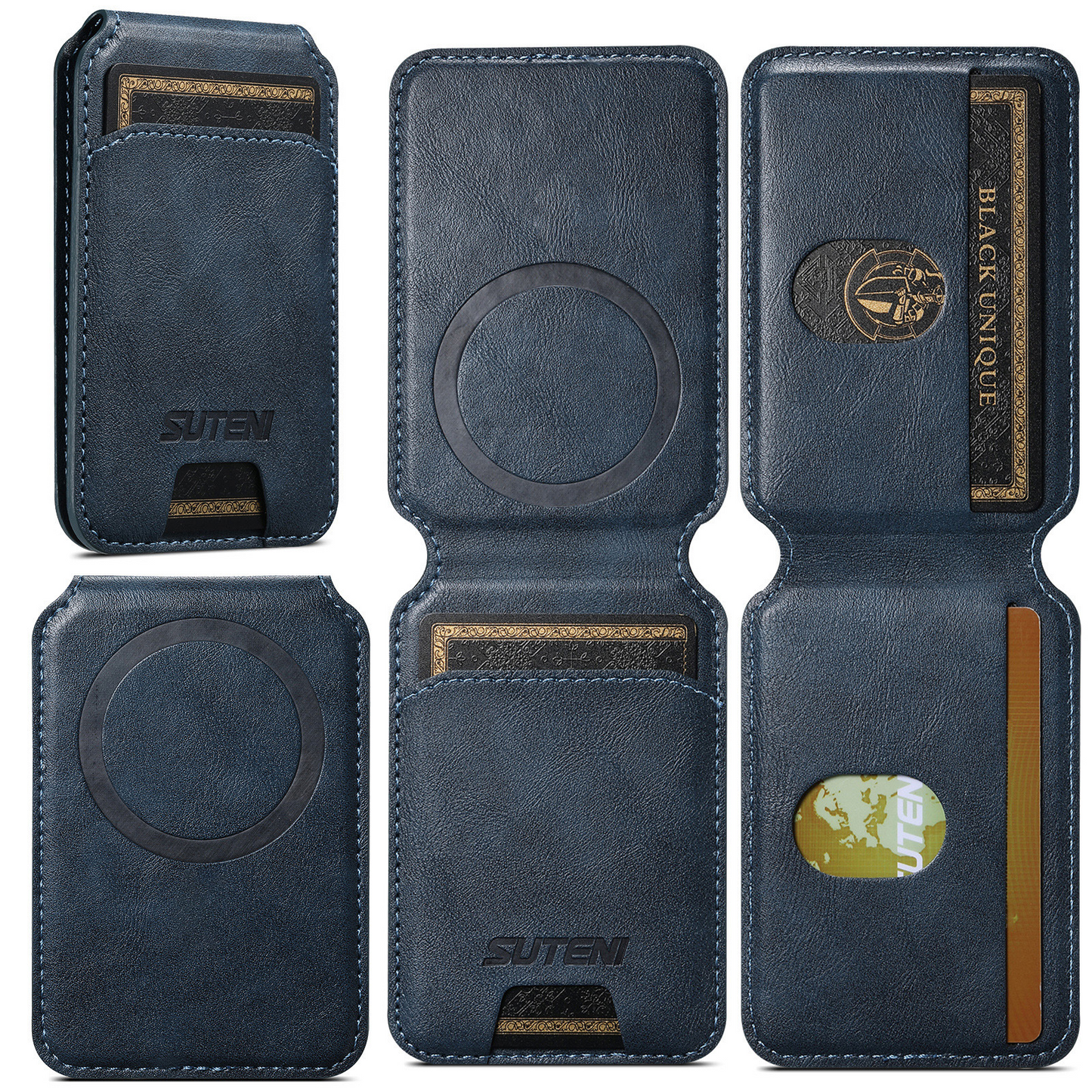 Indigo MagSafe Flip Wallet with Stand - Vegan Leather