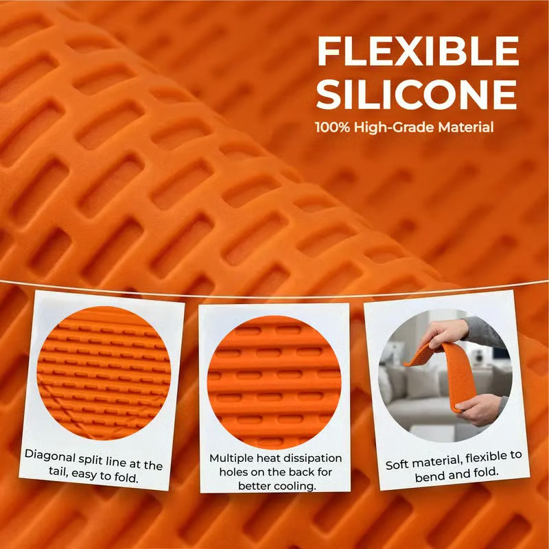 Foldable Silicone Phone Stand - Flexible Travel Holder in Warm Orange