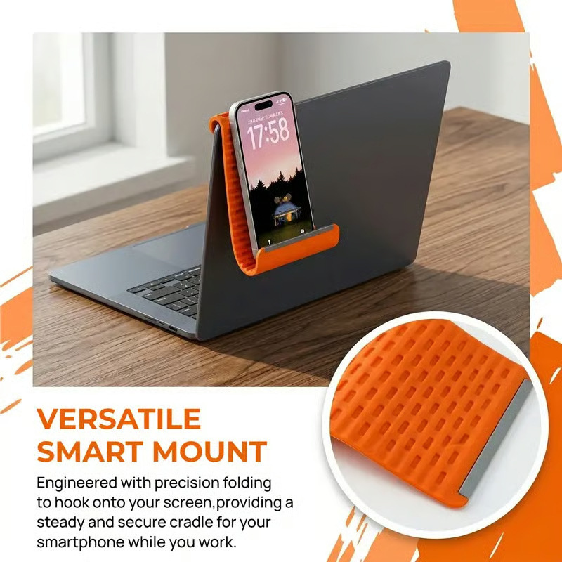 Foldable Silicone Phone Stand - Flexible Travel Holder in Warm Orange