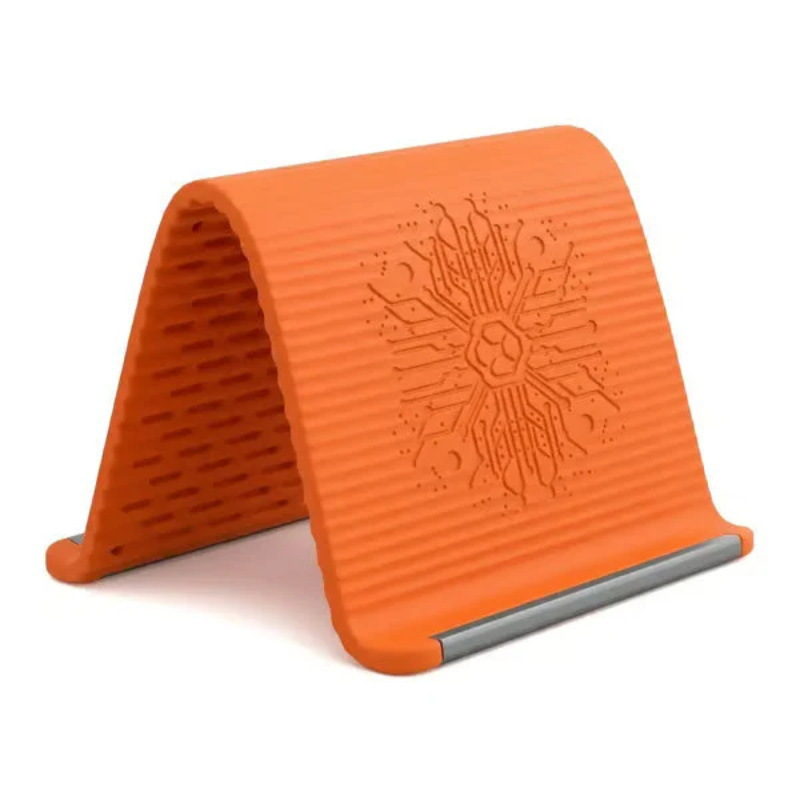 Foldable Silicone Phone Stand - Flexible Travel Holder in Warm Orange