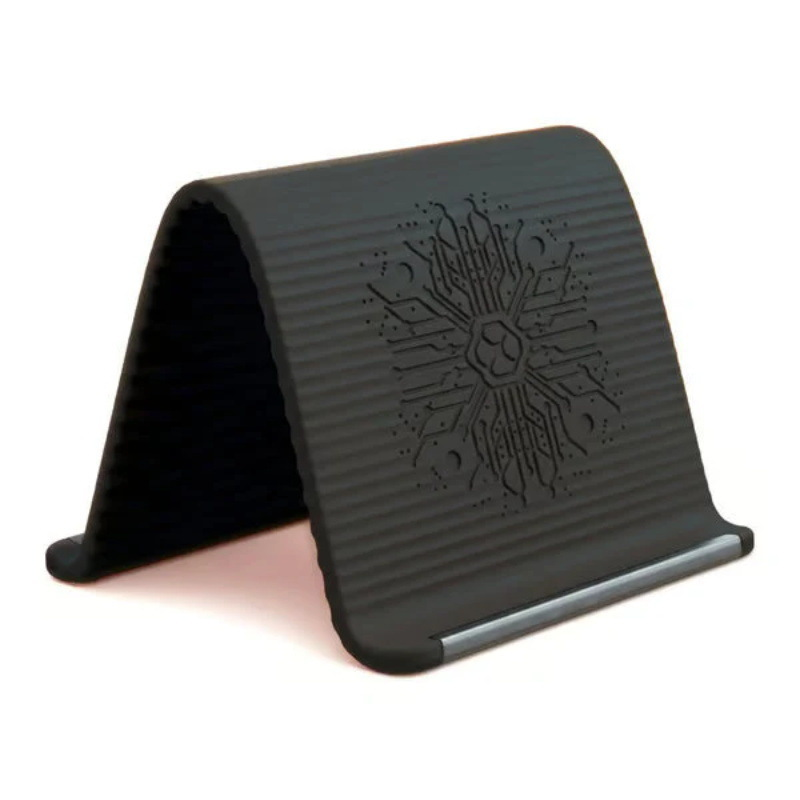 Foldable Silicone Phone Stand - Flexible Travel Holder in Black