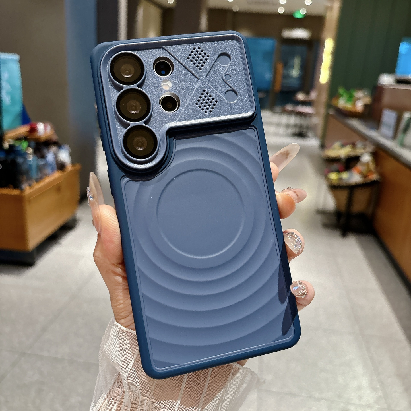 Ripple Magnetic Phone Case for Galaxy S - Premium Blue