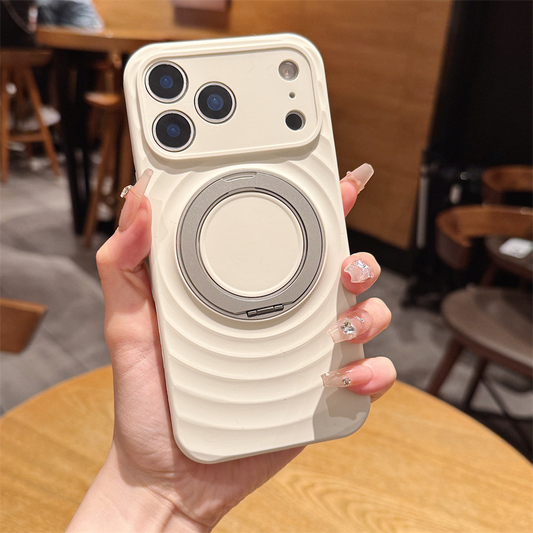 Magnetic Skin-Feel  Case Ring Stand - Premium White Ripple Phone Case  Precise Fit