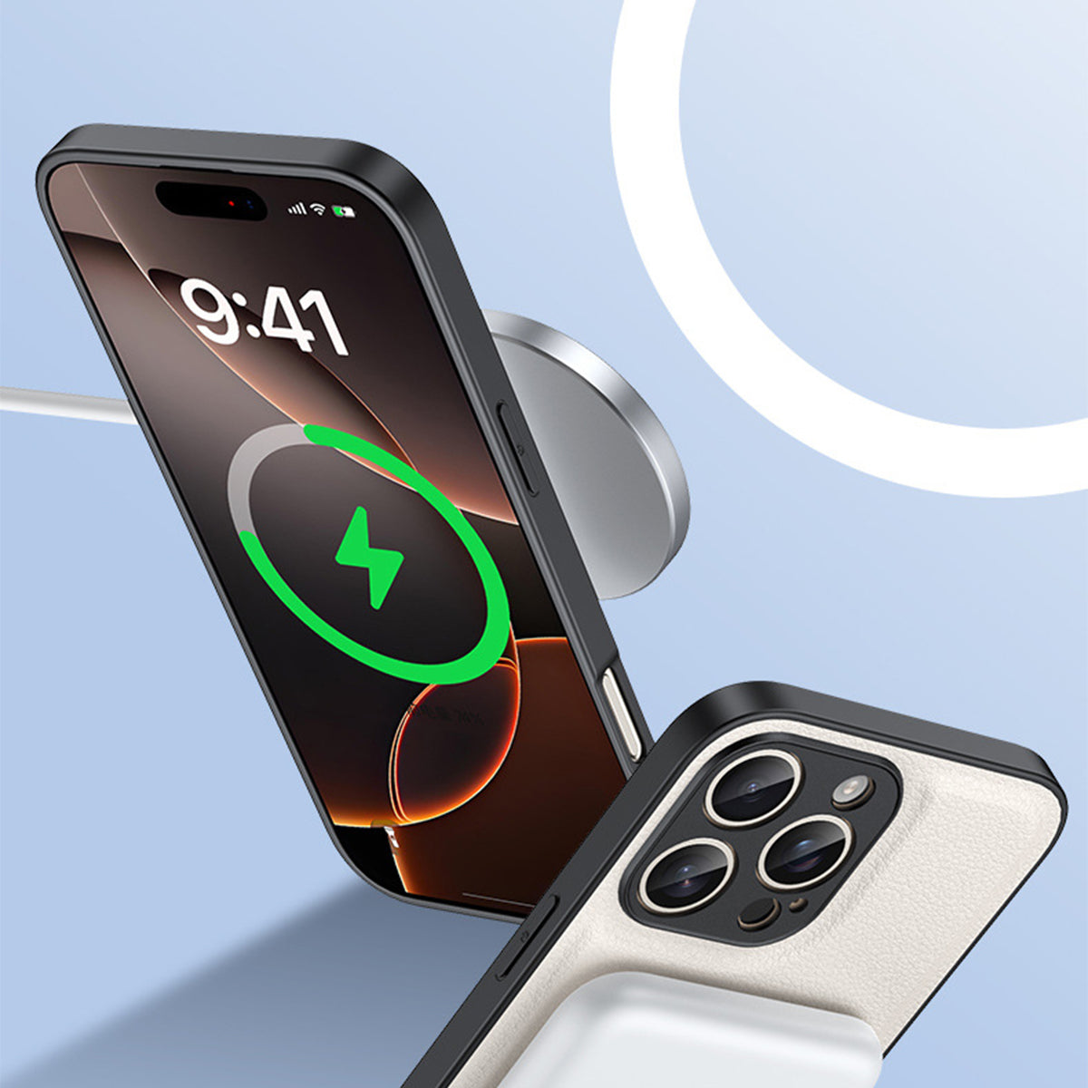 Magnetic Leather Phone Case | Faux Leather TPU Black
