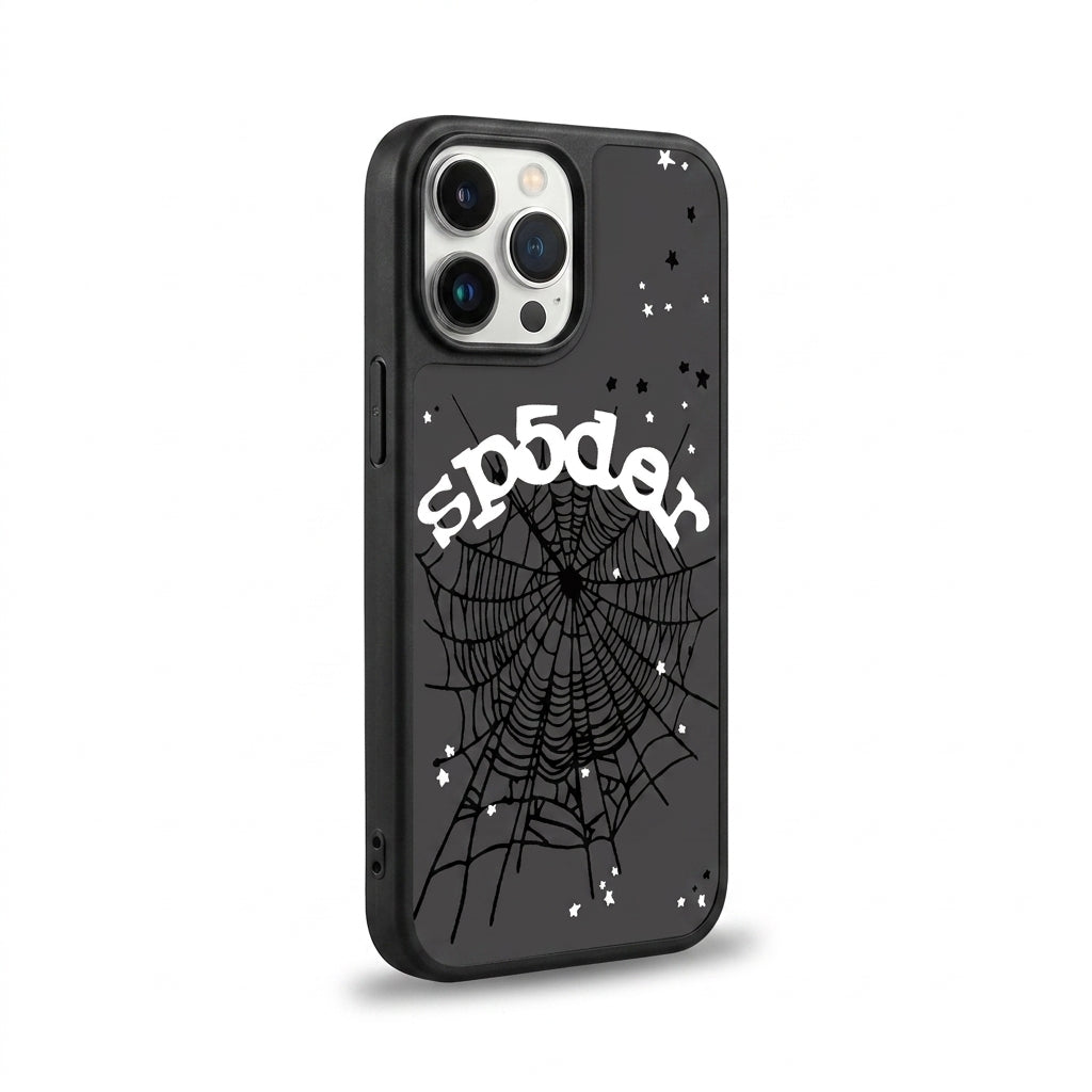 Spider Web Glass iPhone Case - Black