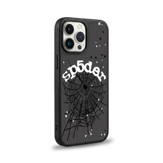 Spider Web Glass iPhone Case - Black
