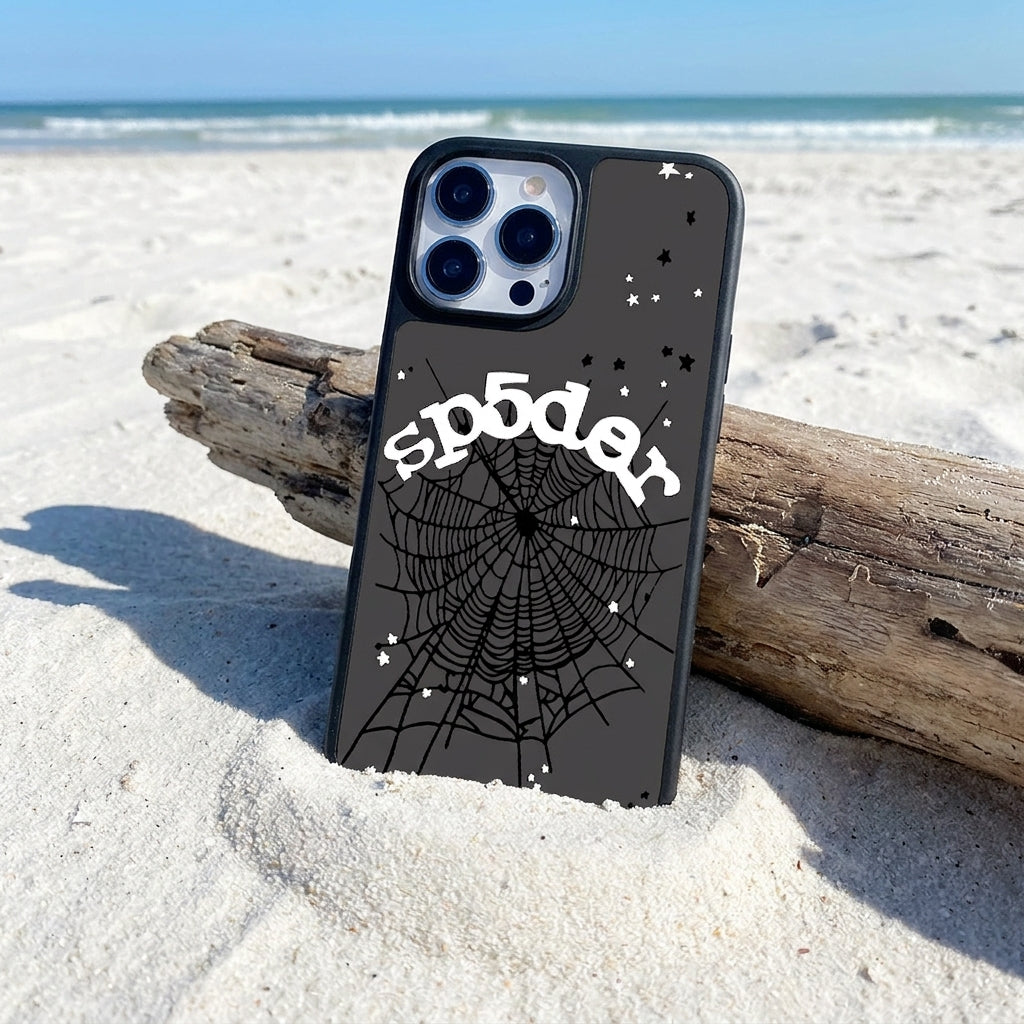 Spider Web Glass iPhone Case - Black