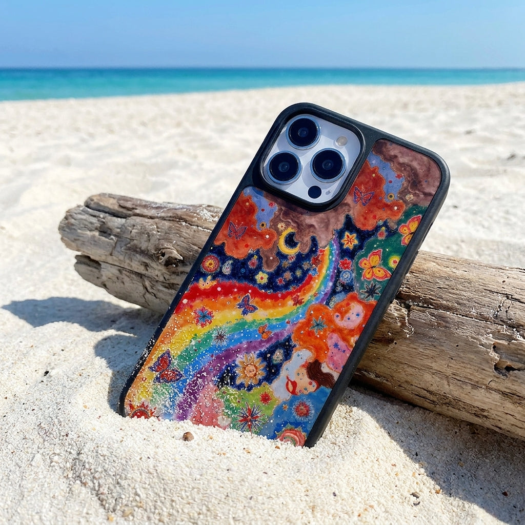 Starry Sky Butterfly Glass Phone Case - Black