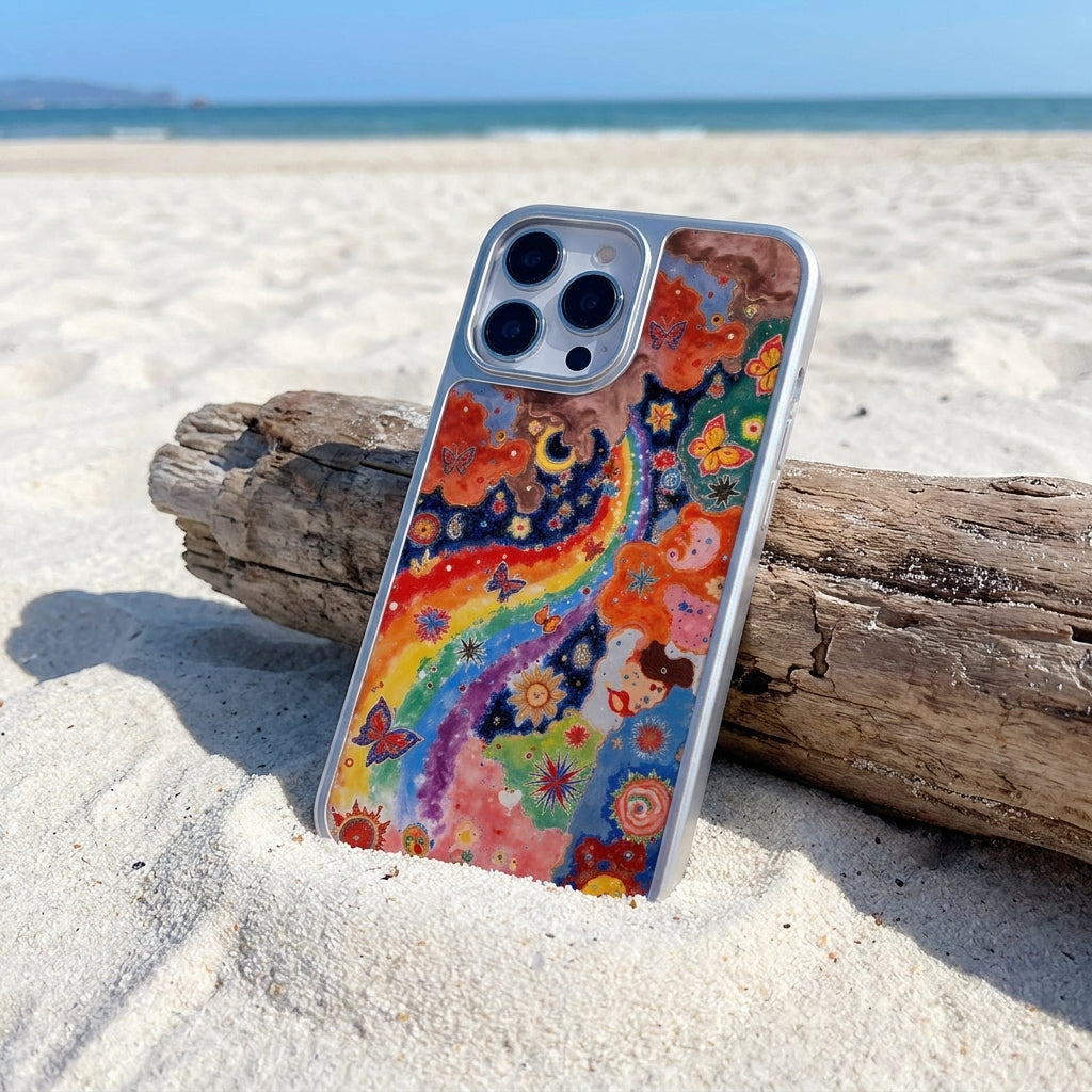 Starry Sky Butterfly Glass Phone Case - Silver