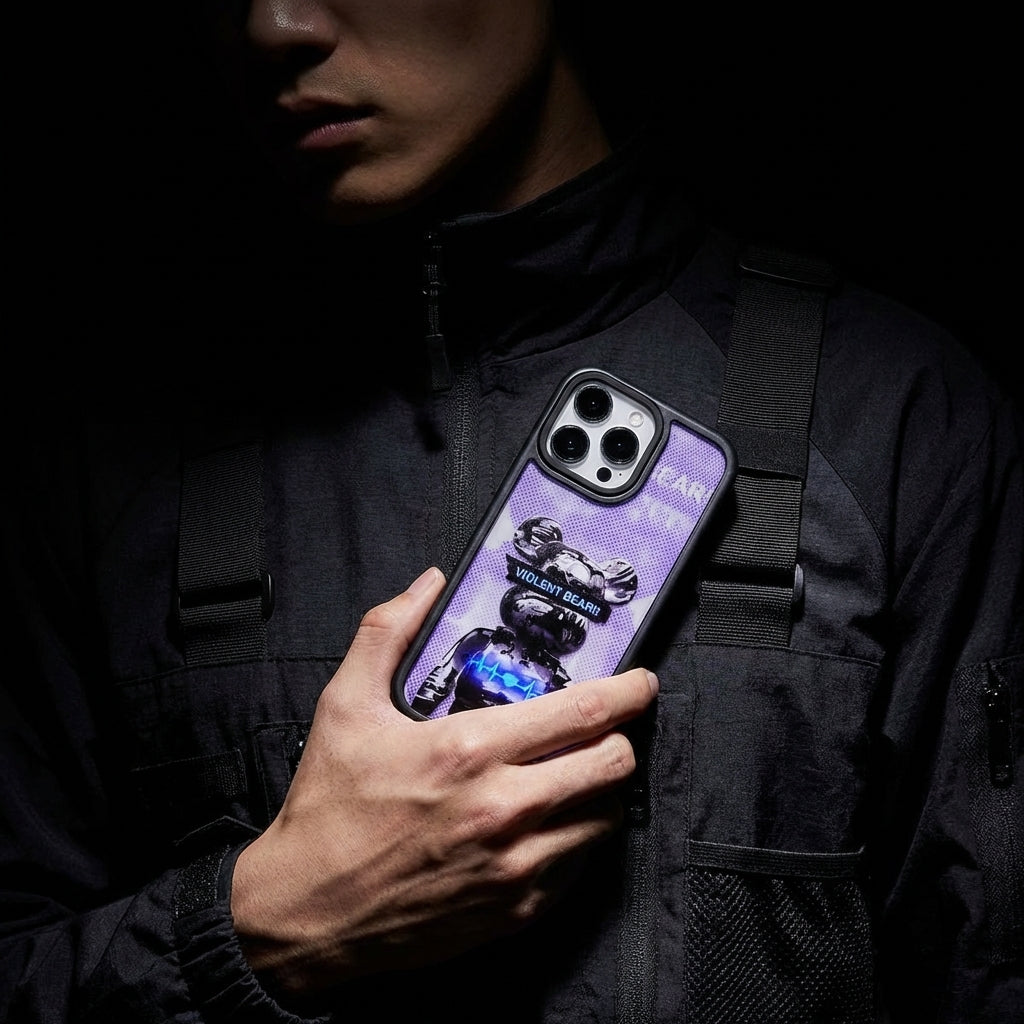 3-in-1 Violent Bear iPhone Case – Limited Edition Street Art Cartoon Cover