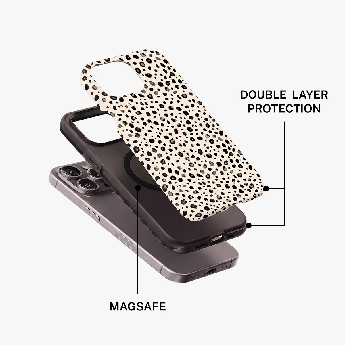 Magnetic Phone Case | Dalmatian Spot Hand‑Drawn Animal Print