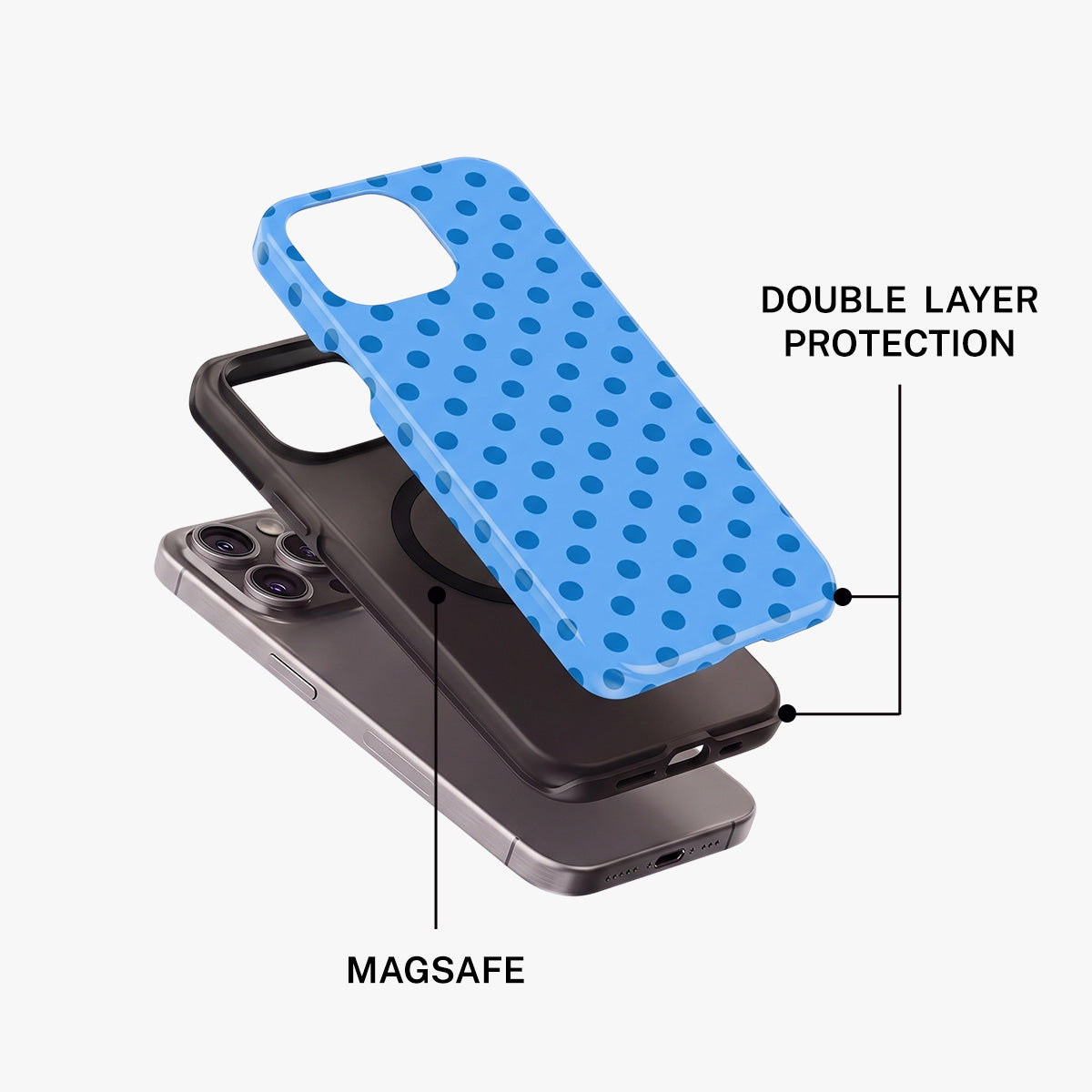 Magnetic Phone Case | Blue Polka Dot Retro Aesthetic Minimalist