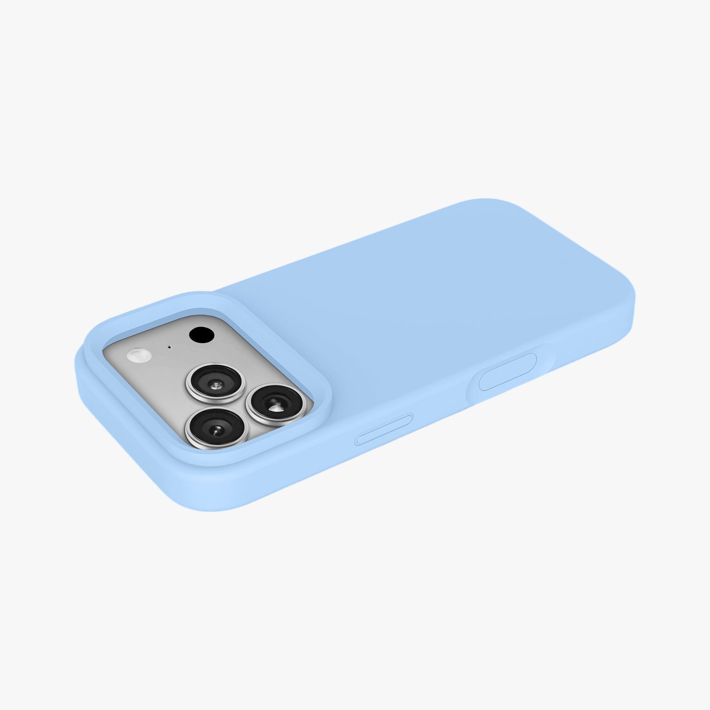 Magnetic Phone Case | Ice Blue Silicone Liquid Solid Color - Open Camera