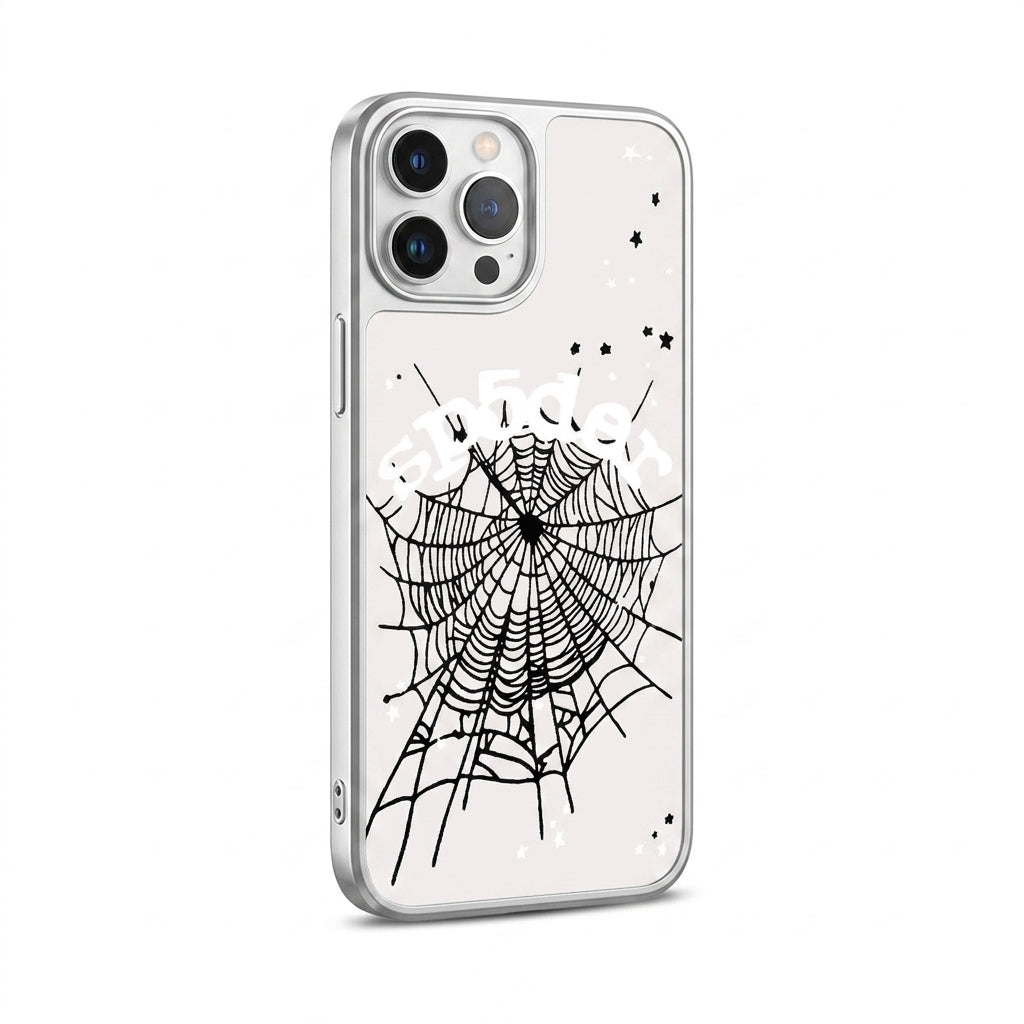 Spider Web Glass iPhone Case - Silver