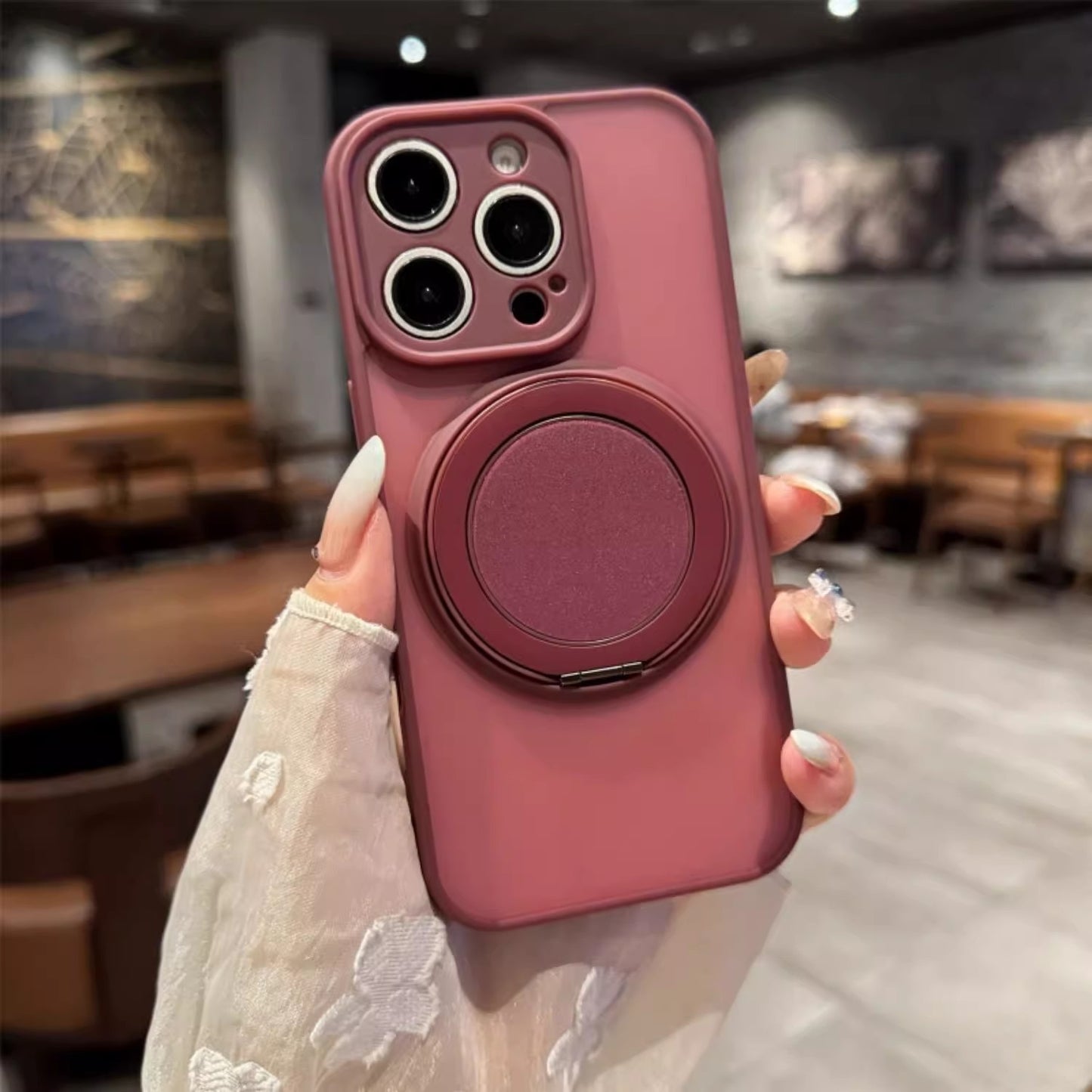 Skin-Feel Silicone Phone Case Ring Stand MagSafe - Plum
