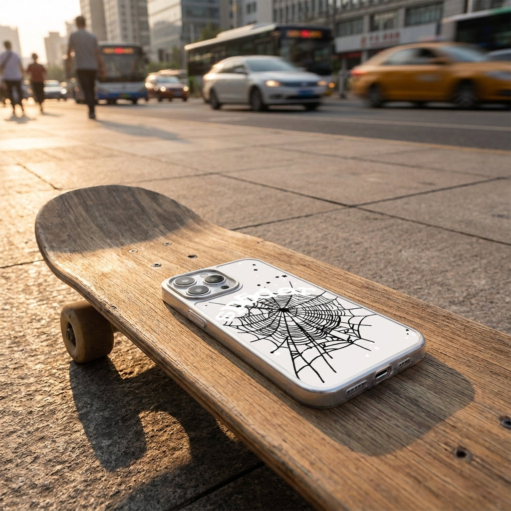 Spider Web Glass iPhone Case - Silver