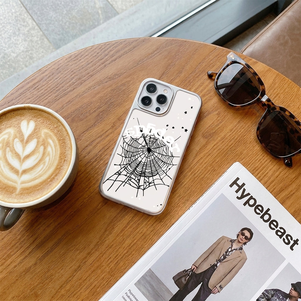 Spider Web Glass iPhone Case - Silver