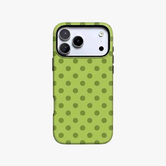 Magnetic Phone Case | Olive Green Polka Dot Print