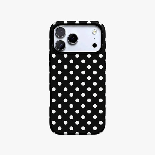 Magnetic Phone Case | White Polka Dots On Black